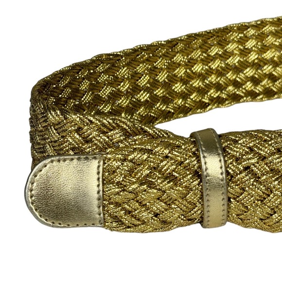 Vintage Gold Penguin Buckle Woven Belt M/L Glam Novelty Animal Regency Eclectic - Picture 4 of 6